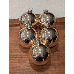 Vintage Rauch 2.5in Gold‎ Mercury Glass Ball CHRISTMAS Ornaments - No Box USA